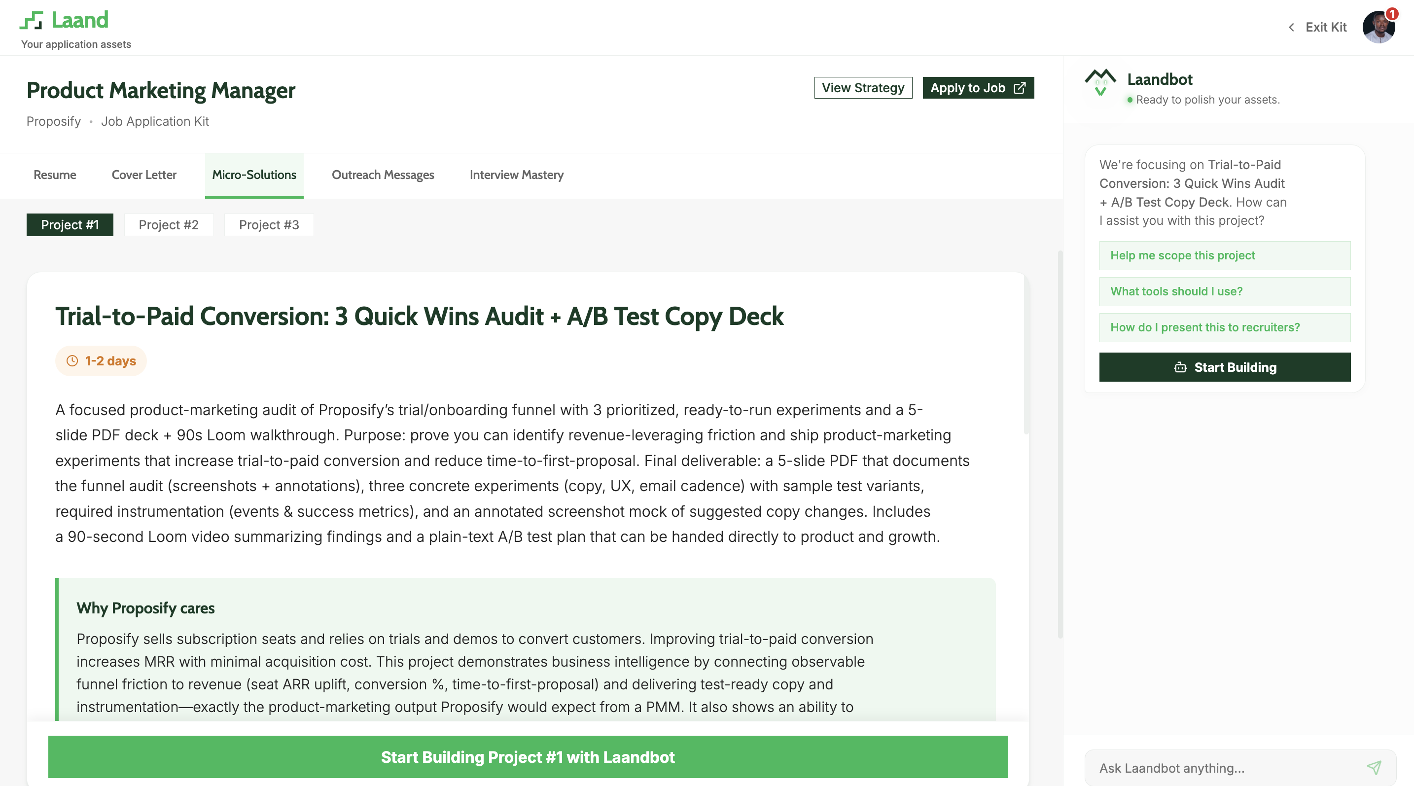 A Laand micro-solution: a trial-to-paid conversion audit and A/B test copy deck